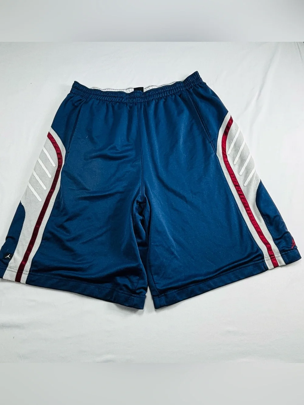 Men's Navy Athletic Shorts with White & Burgundy Accents M573
